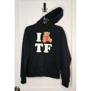 XS Teddy Fresh Adult I Heart TF Hoodie Sweatshirt Black Embroidered Bear Patch